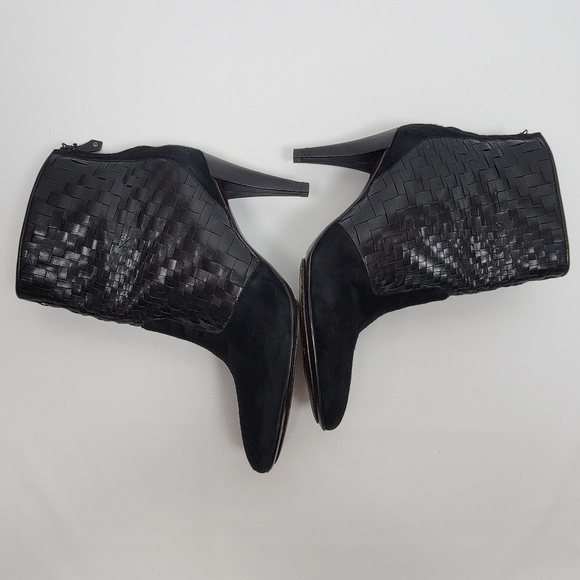 Cole Haan Women's Black Leather Suede Woven Ane Boots Booties Basket Weave 8B. - Picture 8 of 12